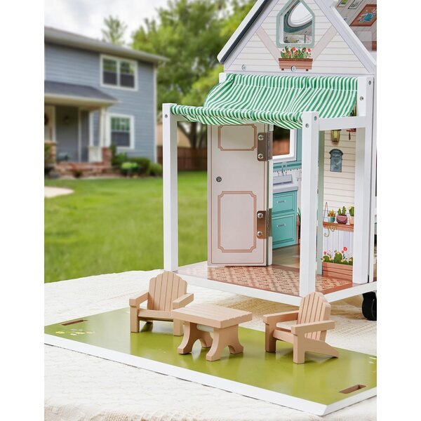 Casetta in legno per bambini in stile camper con accessori, dai 3 anni in su