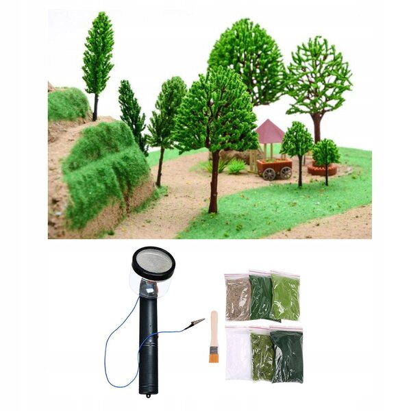 Macchina statica per flokatura erba con set accessori per scenografie modellistiche