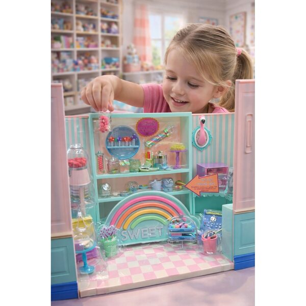 Glitter Baby Sweet Shop Puppenhaus – Buntes Süßwarenladen-Set 36 cm