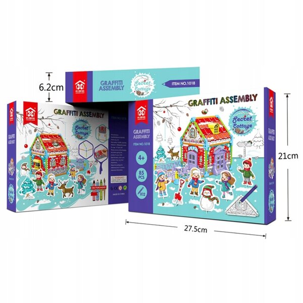 Casetta da assemblare e colorare Natale invernale - giocattolo creativo fai da te per bambini