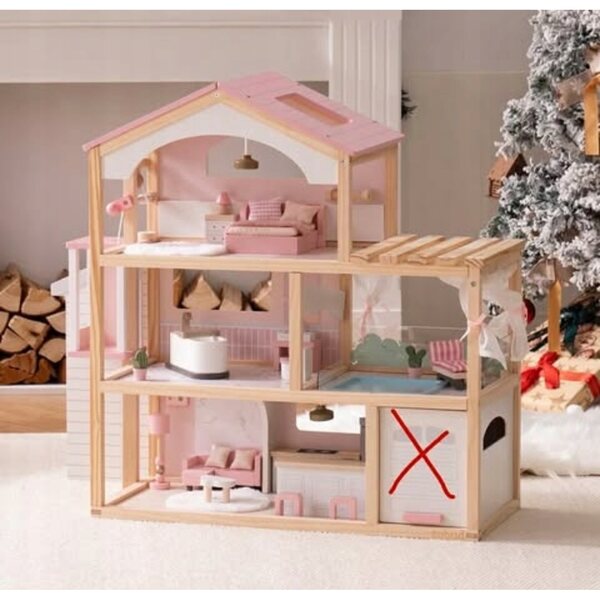 Casa delle bambole Robud RB-WDH16 69,5 cm in legno resistente per bambini 3+