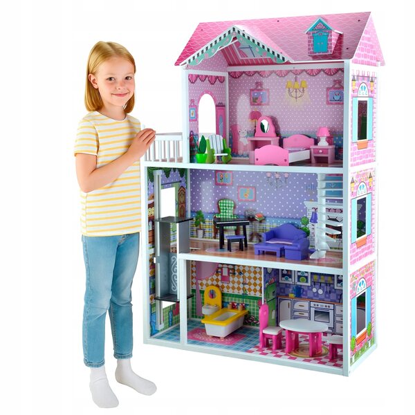 Casa delle bambole in legno 124 cm con ascensore e mobili del Gruppo 4iQ