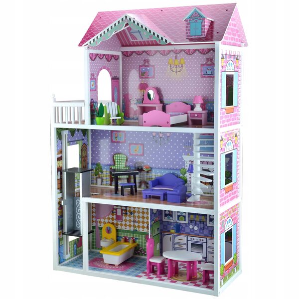 Casa delle bambole in legno 124 cm con ascensore e mobili del Gruppo 4iQ