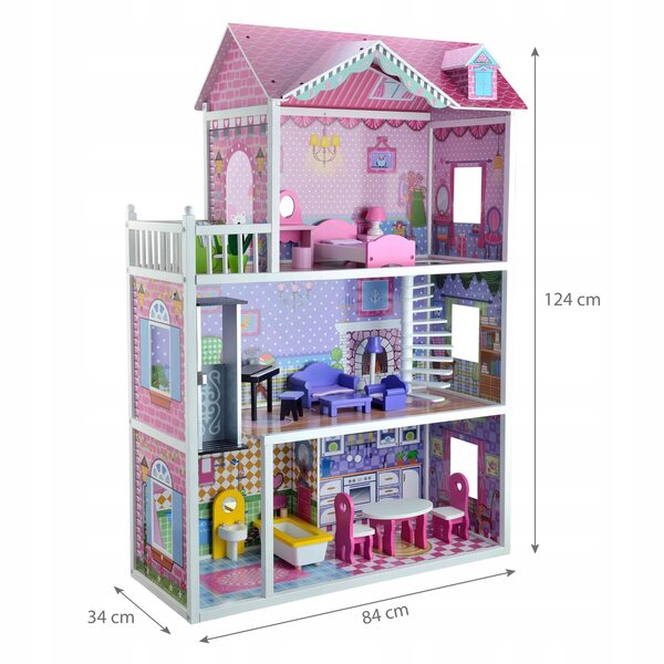 Casa delle bambole in legno 124 cm con ascensore e mobili del Gruppo 4iQ