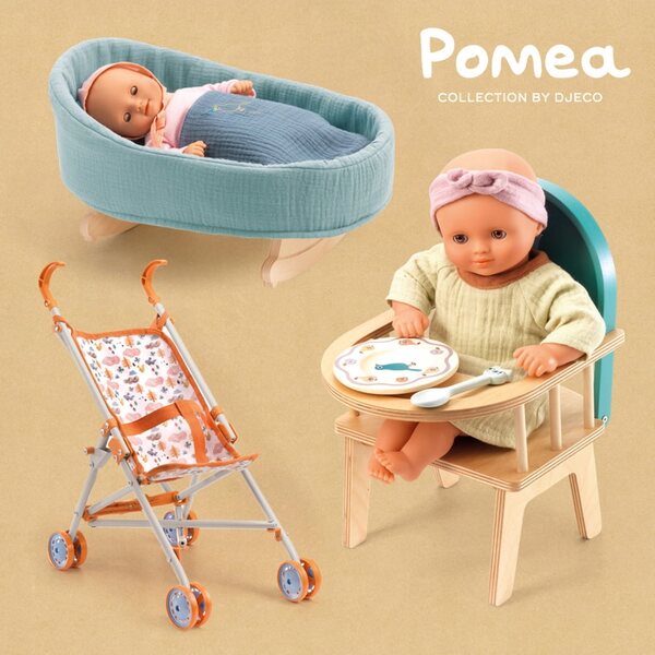 DJECO POMEA Puppensitz aus sicherem und zertifiziertem Holz 18x28x20 cm