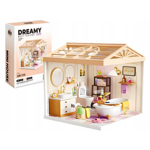 DIY Miniatur-Badezimmer mit LED, 101 Teile, detaillierte Einrichtung und Schritt-für-Schritt-Anleitung