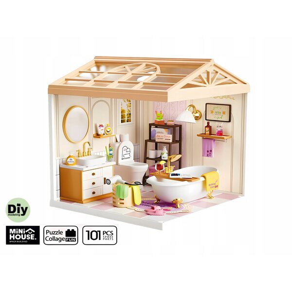 DIY Miniatur-Badezimmer mit LED, 101 Teile, detaillierte Einrichtung und Schritt-für-Schritt-Anleitung