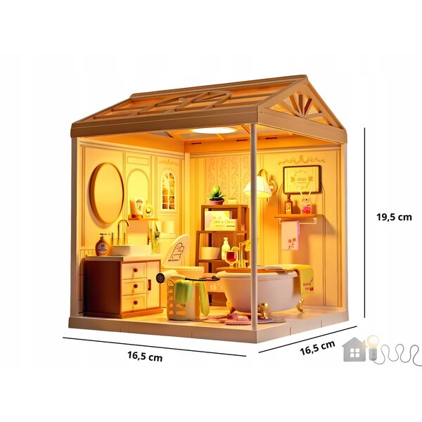 DIY Miniatur-Badezimmer mit LED, 101 Teile, detaillierte Einrichtung und Schritt-für-Schritt-Anleitung