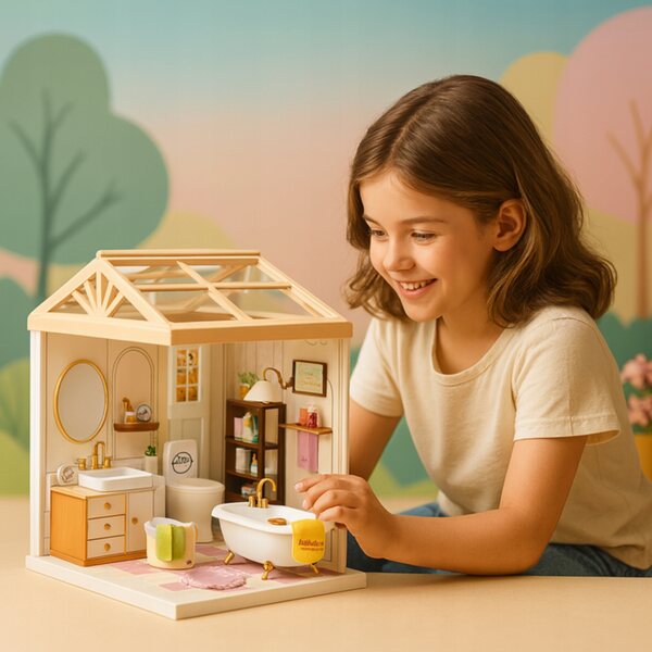 DIY Miniatur-Badezimmer mit LED, 101 Teile, detaillierte Einrichtung und Schritt-für-Schritt-Anleitung