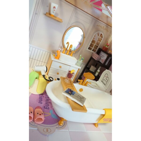 DIY Miniatur-Badezimmer mit LED, 101 Teile, detaillierte Einrichtung und Schritt-für-Schritt-Anleitung