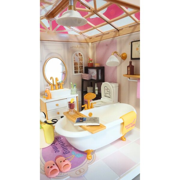 DIY Miniatur-Badezimmer mit LED, 101 Teile, detaillierte Einrichtung und Schritt-für-Schritt-Anleitung
