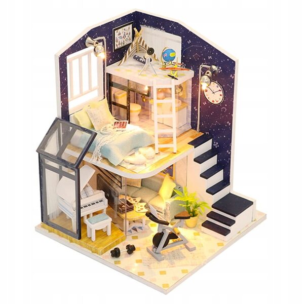 Casa per Bambole Habarri DIY con LED e Illuminazione, 16.5 cm in Legno