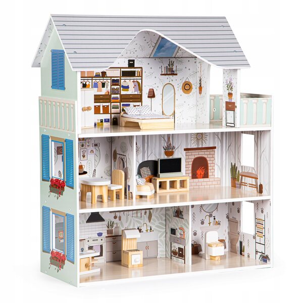 Dollhouse Rezydencja Emma con mobili in legno per bambini da 3 anni in su
