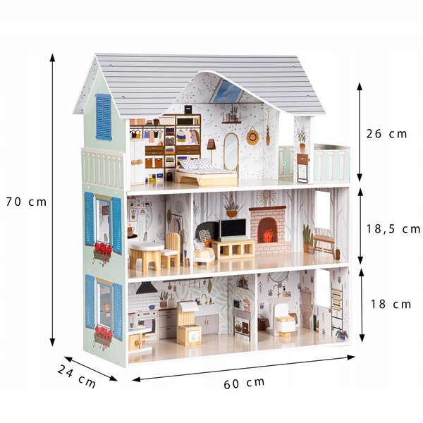 Dollhouse Rezydencja Emma con mobili in legno per bambini da 3 anni in su