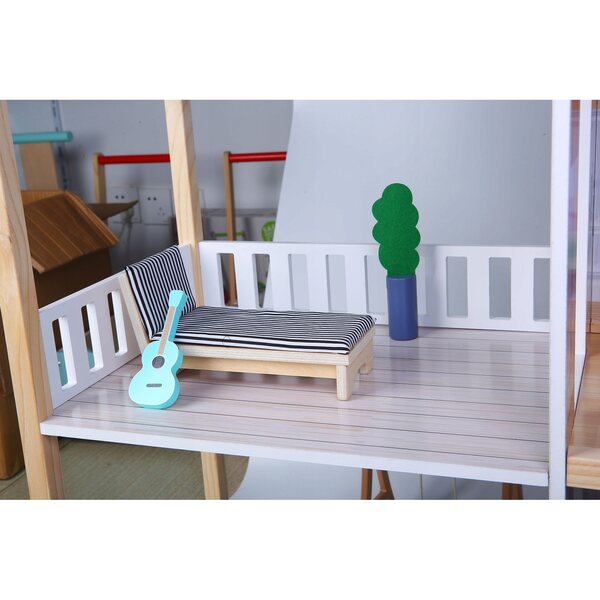 Dollhouse XXL Ecotoys 138,5 cm con 28 accessori in legno per bambini 3+
