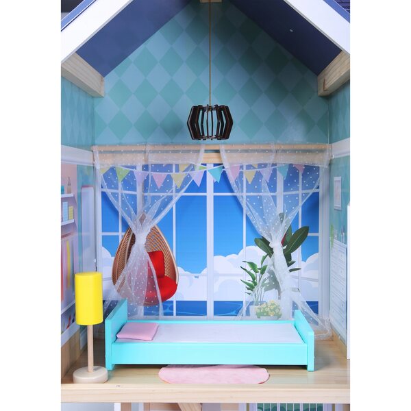 Dollhouse XXL Ecotoys 138,5 cm con 28 accessori in legno per bambini 3+