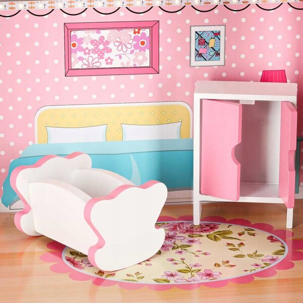 Dollhouse in Legno LED con Mobili e Terrazza per Bambini da 3 Anni