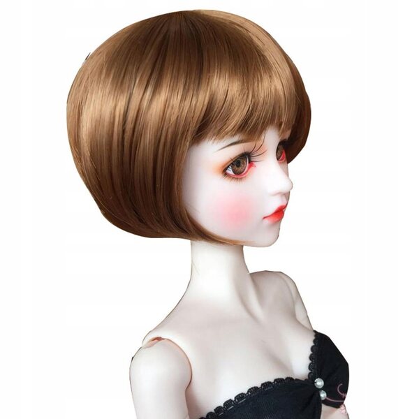 Braune Bob-Perücke für 1/4-BJD-Puppen, einfach zu stylendes Haar