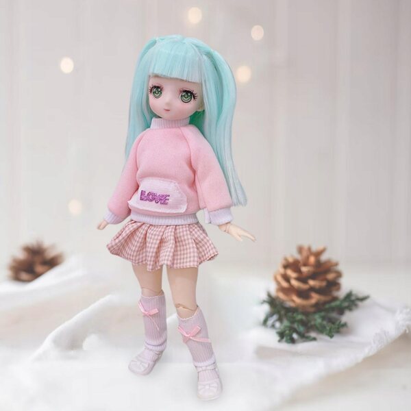 30 cm große BJD-Puppe mit 21 beweglichen Gelenken und realistischem Make-up für Mädchen