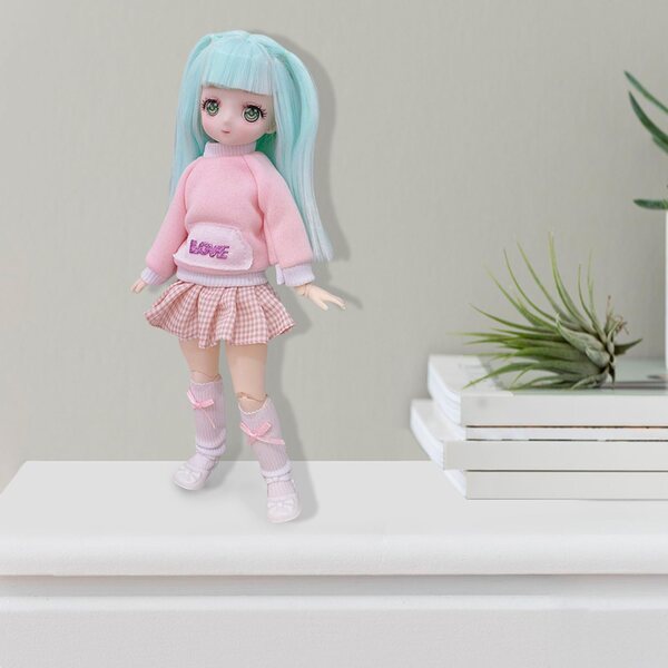 30 cm große BJD-Puppe mit 21 beweglichen Gelenken und realistischem Make-up für Mädchen
