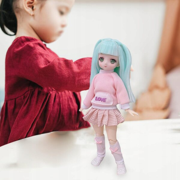 30 cm große BJD-Puppe mit 21 beweglichen Gelenken und realistischem Make-up für Mädchen