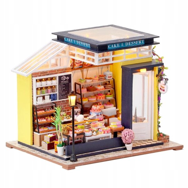 Miniatura casa da costruire in legno per bambini con LED e colla inclusa