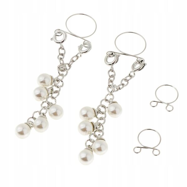 Coppia di orecchini a clip con perle finte regolabili in acciaio inox
