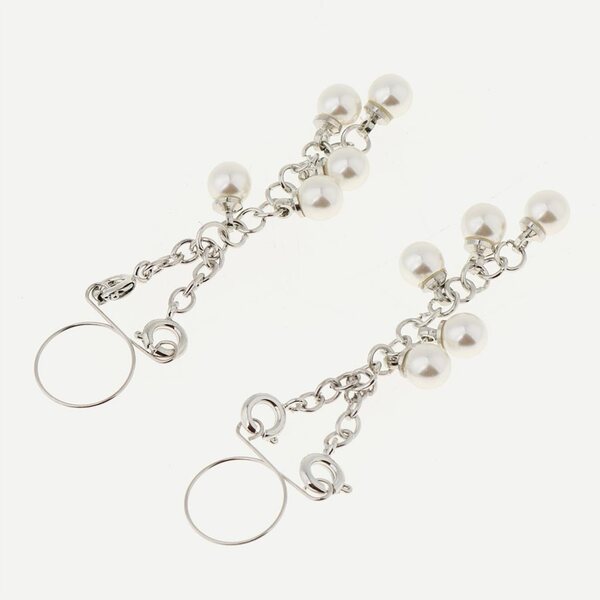 Coppia di orecchini a clip con perle finte regolabili in acciaio inox