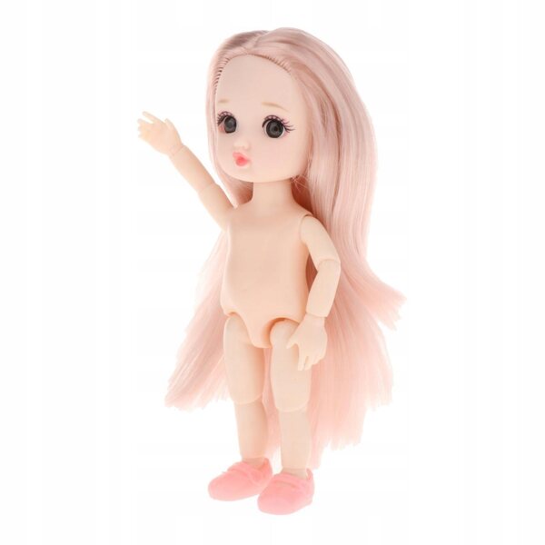 Miniatura 1/12 BJD Bambola 16cm Corpo Nudo Occhi 3D Giocattolo per Bambine