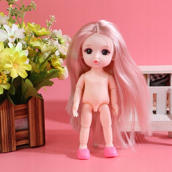 Miniatura 1/12 BJD Bambola 16cm Corpo Nudo Occhi 3D Giocattolo per Bambine