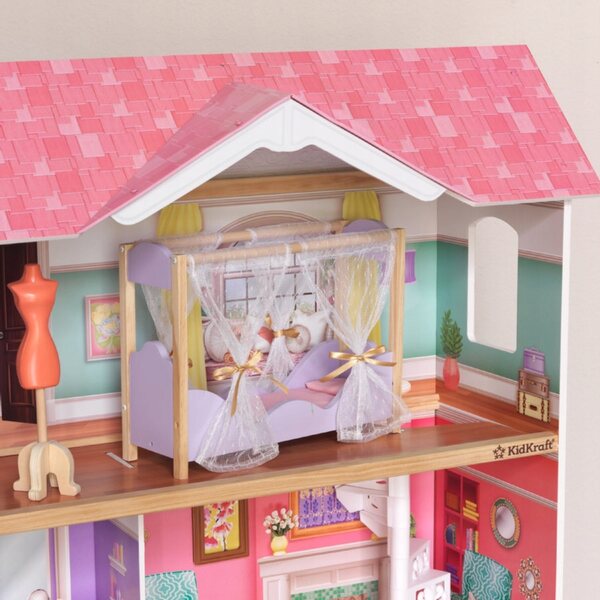 KidKraft Holzhäuschen für Viviana-Puppen mit Zubehör und Wendeltreppe