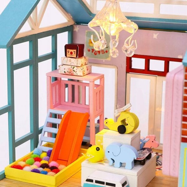 DIY Habarri Puppenhaus 16 cm mit Lichteffekten, Holzset