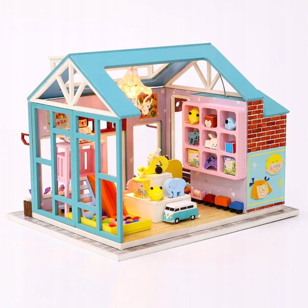 DIY Habarri Puppenhaus 16 cm mit Lichteffekten, Holzset