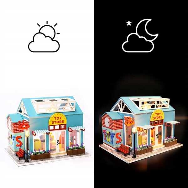 DIY Habarri Puppenhaus 16 cm mit Lichteffekten, Holzset