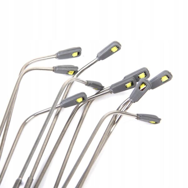 10 sztuk HO Model pociągu kolejowego Lampa LED Post Street Lights Pojedyncza głowica 1:100