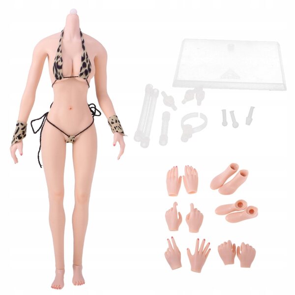 Figurina femminile 1:6 super elastica con corpi e parti intercambiabili in silicone