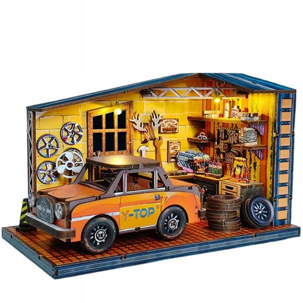 Casa in miniatura Laboratorio dell'Anno in legno con luci LED, puzzle 3D per bambini 8+