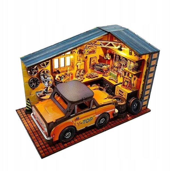 Casa in miniatura Laboratorio dell'Anno in legno con luci LED, puzzle 3D per bambini 8+