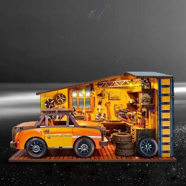 Casa in miniatura Laboratorio dell'Anno in legno con luci LED, puzzle 3D per bambini 8+