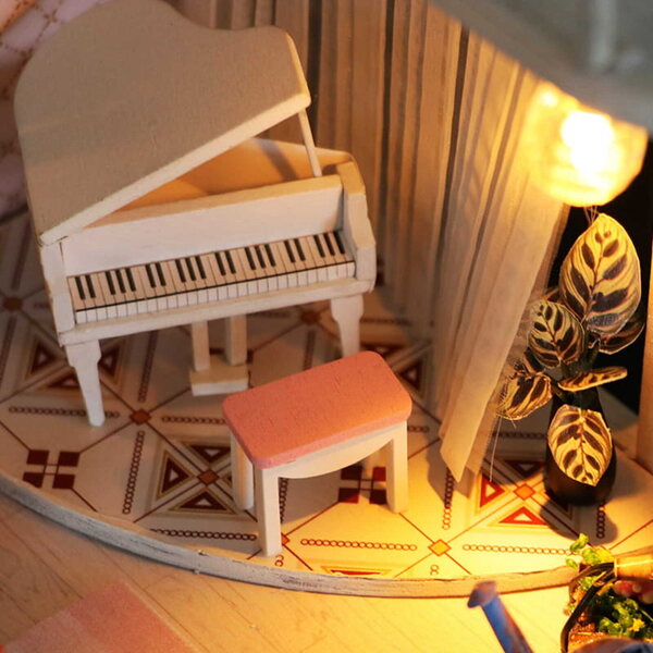 Habarri 15,8 cm DIY-Puppenhaus mit LED-Beleuchtung und Holzelementen