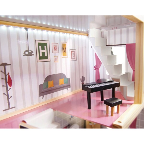 Grande casa delle bambole in legno XXL con luci LED, mobili e accessori 2025