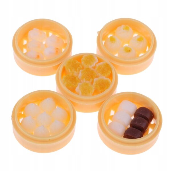 Set 5 Miniature Pierogi al Vapore 1:12 per Casa delle Bambole, Decorazione Cucina