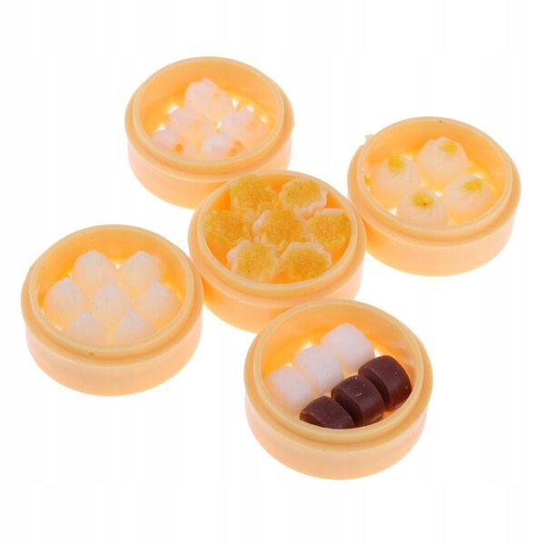 Set 5 Miniature Pierogi al Vapore 1:12 per Casa delle Bambole, Decorazione Cucina
