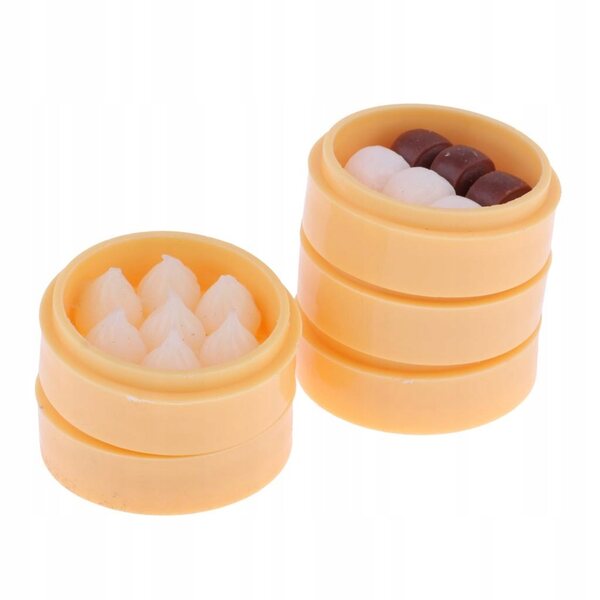 Set 5 Miniature Pierogi al Vapore 1:12 per Casa delle Bambole, Decorazione Cucina