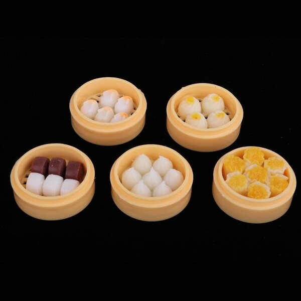 Set 5 Miniature Pierogi al Vapore 1:12 per Casa delle Bambole, Decorazione Cucina
