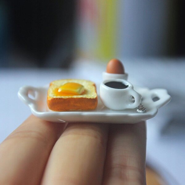 Miniatura tazza colazione in ceramica per casa delle bambole 1:6 1:12