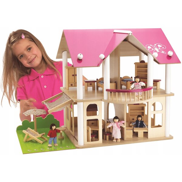 Eichhorn 2513 Casa delle Bambole in Legno con Accessori, Due Piani e LED