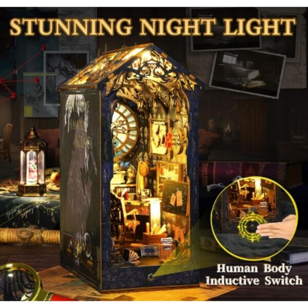 DIY 3D-Modell-Buchstützen-Set aus Holz mit Vintage-LED im Maßstab 1:24