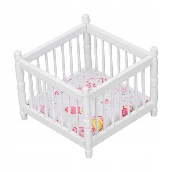 Set Mobili per Casa delle Bambole in Legno Bianco Scala 1:12 con Letto e Accessori