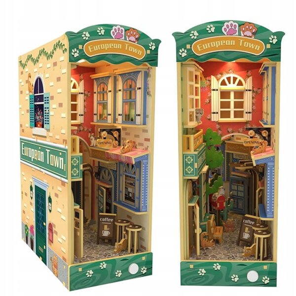Miniaturowy domek Book Nook Kocie miasteczko Kotek DIY Domek